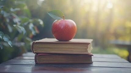 Education the symbolism of a stack of books with an apple on top for learning and growth
