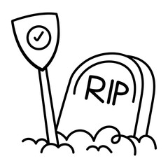 Death insurance icon in doodle style 

