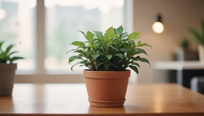 Fototapeta premium Plants on a Windowsill in a Cozy Indoor Space with Natural Light