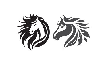 horse face silhouette vector outline logo design