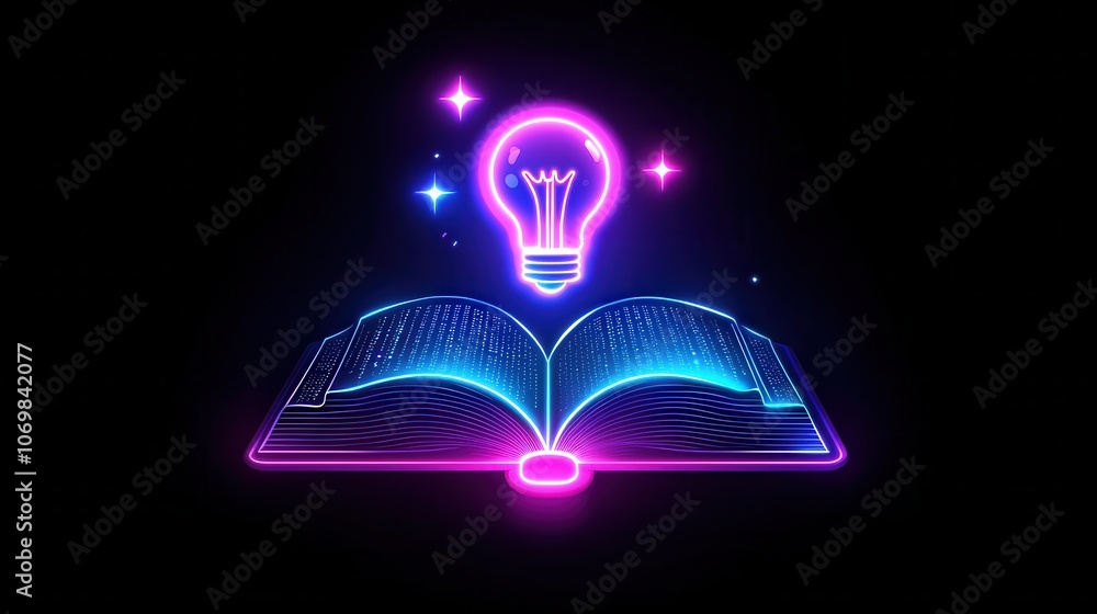 Aufkleber innovative learning through open books and enlightening ideas with a floating lightbulb icon