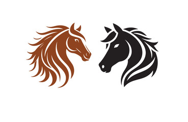 horse face silhouette vector outline logo design