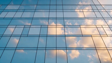 Fototapeta premium Modern Glass and Steel Facade: A Close-Up View of Contemporary Architecture