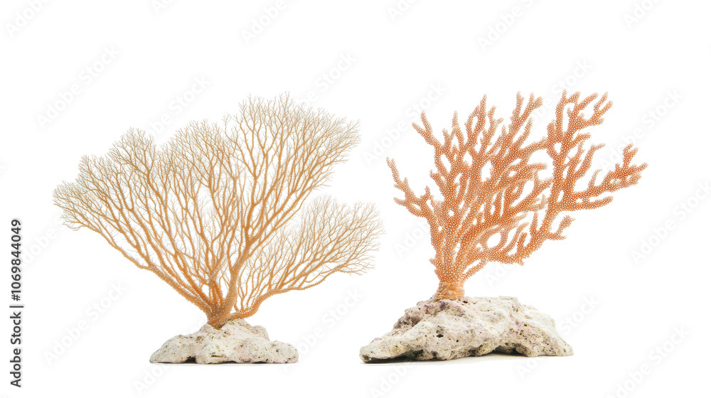Poster unique sea corals set on transparent background for artistic display generative ai