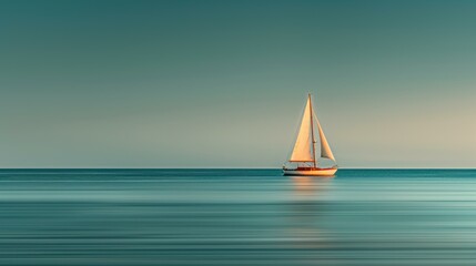 Fototapeta premium A sailboat on a calm sea. AI.
