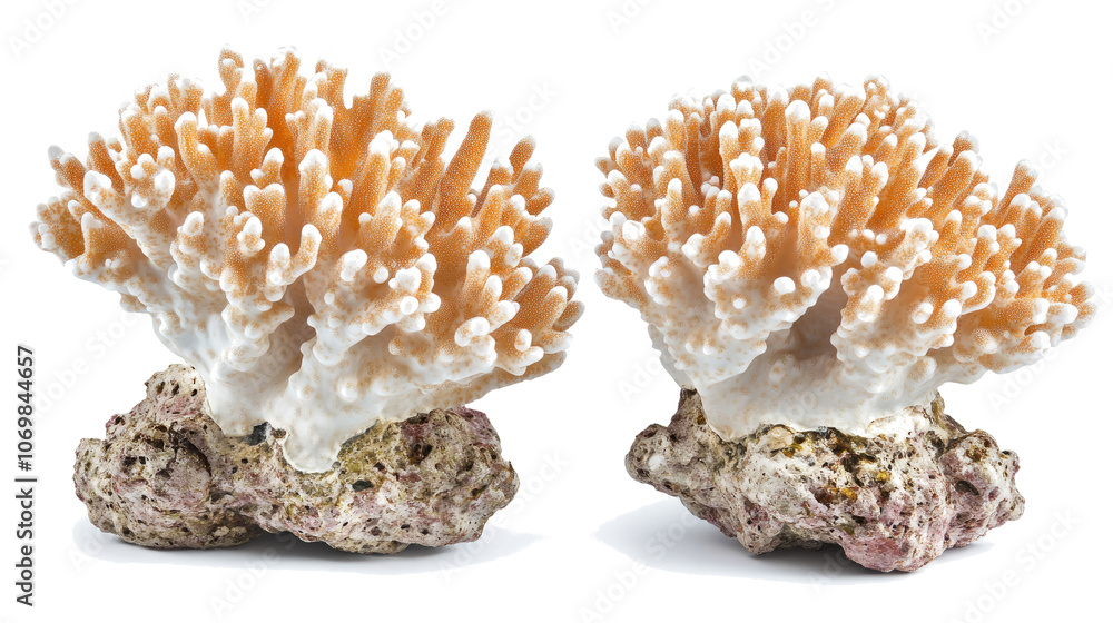 Poster intricate sea corals displayed in a set of unique marine formations generative ai