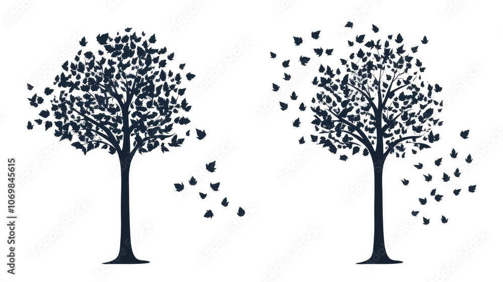 Poster leafy tree shadows creating artful silhouettes generative ai