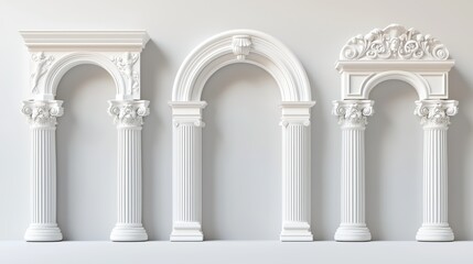 Obraz premium Neoclassical architectural elements with elegant arches and detailed carvings