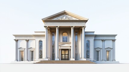 Obraz premium Neoclassical building facade with tall columns and intricate stone detailing