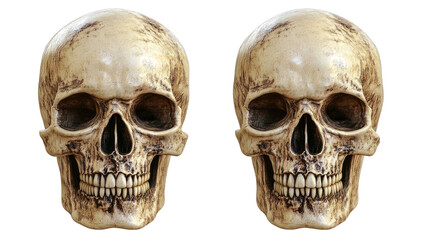Set of Two Human Skull Frames Displayed on a Transparent Background Generative AI
