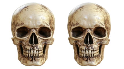 Set of Two Human Skull Frames Displayed on a Transparent Background Generative AI