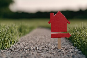 Artistic view of a path to a house with markers labeled  Credit Evaluation