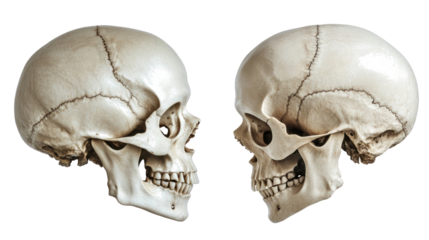 Set of Anatomically Accurate Skull Frames on a Transparent Background Generative AI