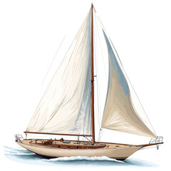 Obraz premium Sailing boat isolated on white background. Vector illustration. 