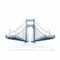 Fototapeta premium Sketch of the bridge on a white background. 3d rendering 
