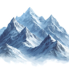 Obraz premium Snowy mountain peaks in the clouds. Winter landscape. Vector illustration.