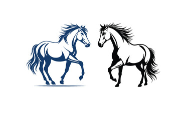 horse silhouette vector outline logo design illustration