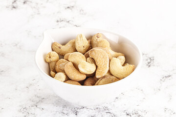 Cashew nuts heap in the bowl