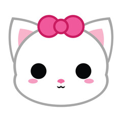 Cute White Cat with pink bow