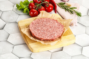 Raw beef uncooked burger cutlet