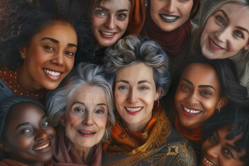 Obraz premium Diverse women celebrating International Womens Day with smiles and equity.