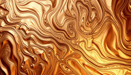 Obraz premium Liquid copper background with swirling patterns and vibrant hues, creating dynamic and visually striking texture that evokes warmth and richness
