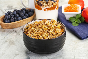 Granola museli cereal for breakfast