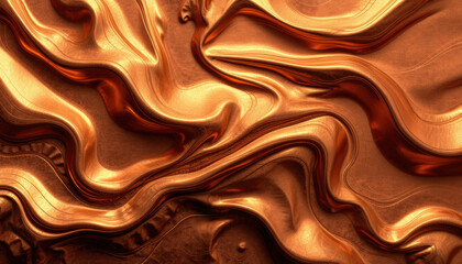 Liquid copper background with flowing, wavy patterns creating rich, metallic texture that evokes warmth and elegance