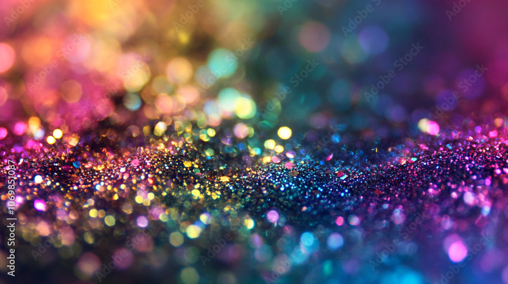 Poster colorful glitter background with shimmering particles in various hues creating a festive atmosphere