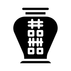 Ancient jar with Chinese characters Solid Icon