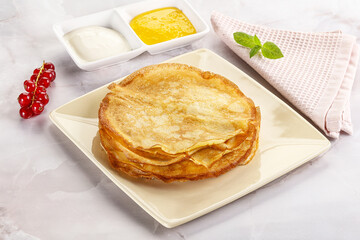 Sweet homemade thick baked pancakes