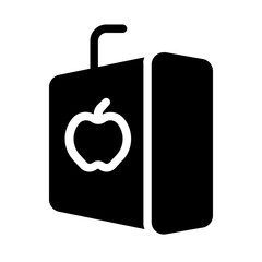 Apple with a Straw Solid Icon