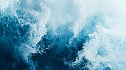 Fototapeta premium Rough waves crashing dramatically on a rocky shoreline during a turbulent ocean encounter at dawn