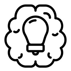 Brain with Idea Line Icon