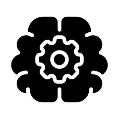 Brain with Gears Solid Icon