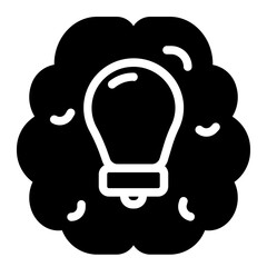 Brain with Idea Solid Icon
