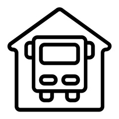 Bus House Line Icon