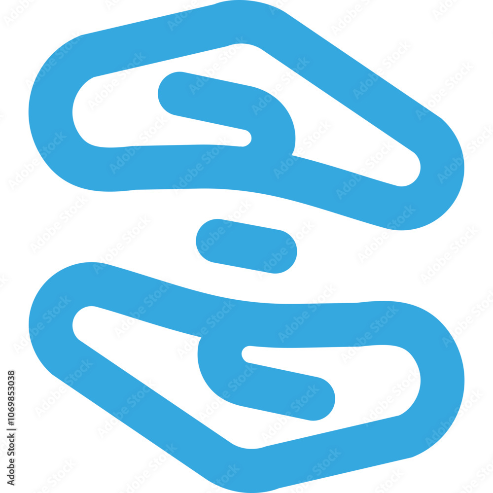 Poster unique blue abstract symbol with interconnected lines representing fluidity and motion against a bri