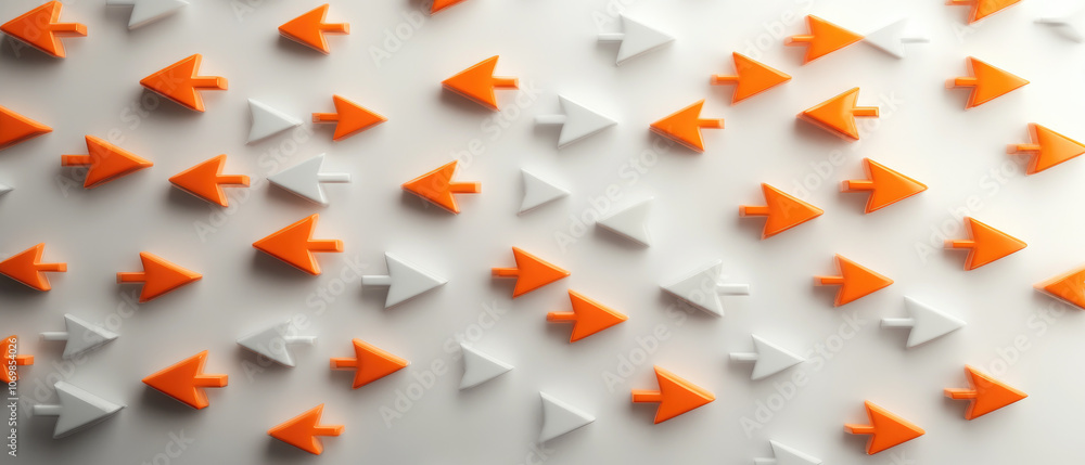 Poster minimalist data flow design featuring sleek arrows, emphasizing clarity and efficiency in informatio