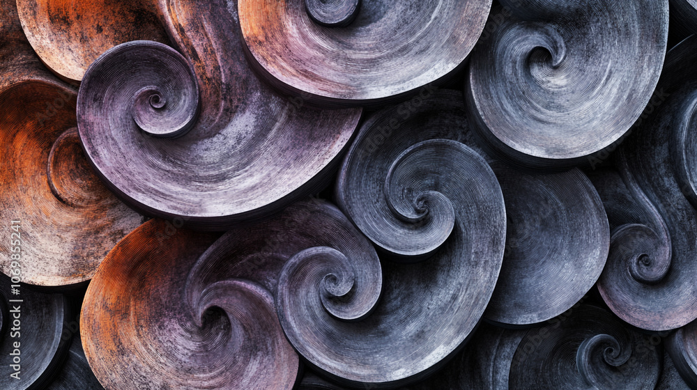 Poster artistic display of intricately designed wave patterns on a textured surface