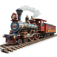 Fototapeta premium Vintage steam locomotive on a white background. 3d render 