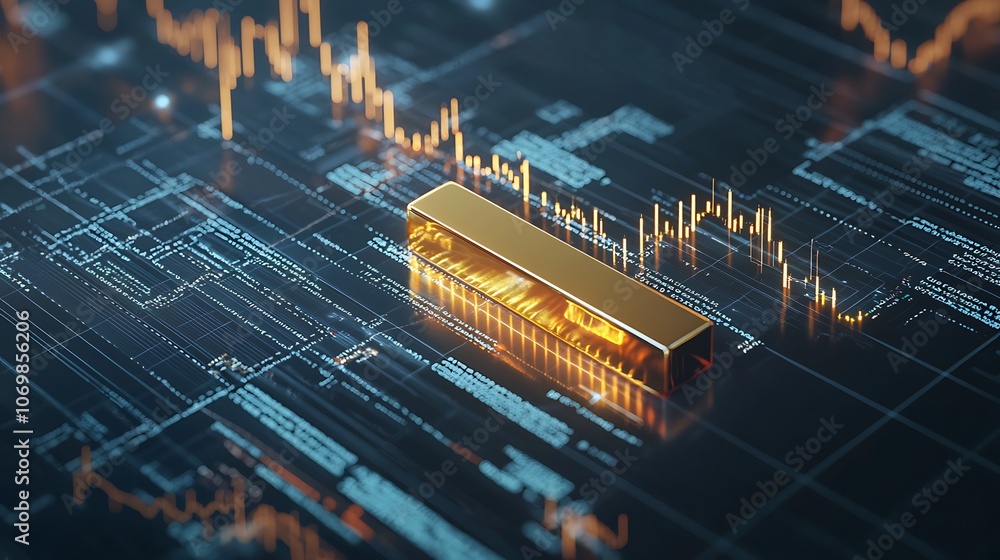 Poster a gold bar is displayed on a computer screen with a lot of lines and numbers