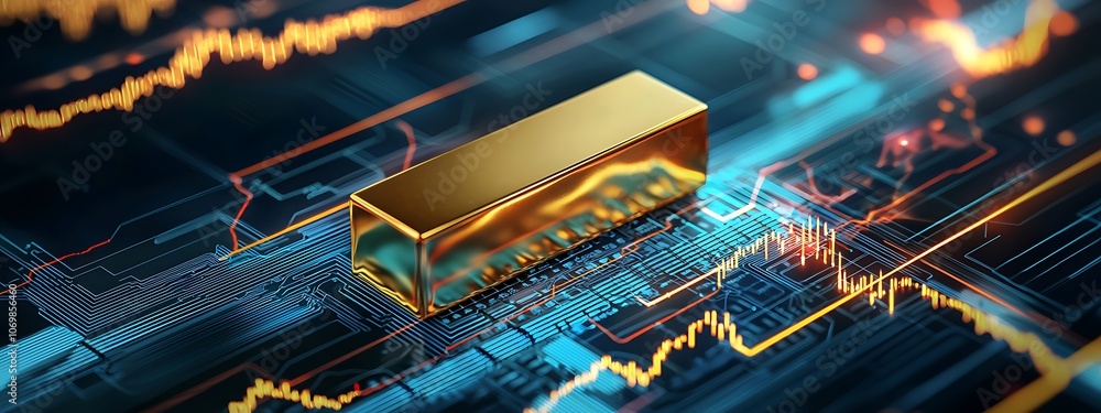 Poster a gold bar is displayed on a computer screen with a lot of lines and numbers