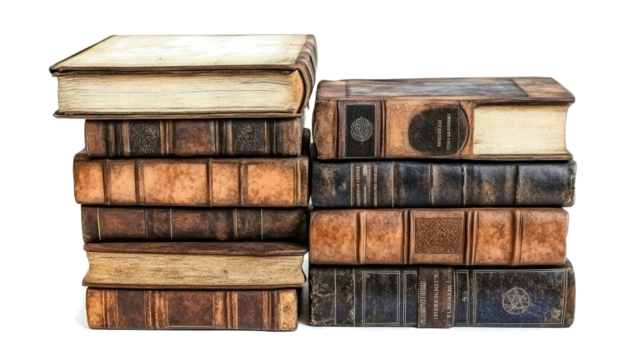 Old Dark Academia Magic Books on Transparent Background Generative AI