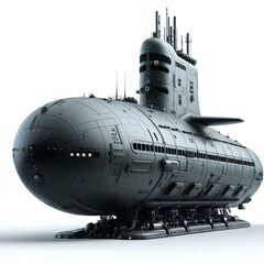 Modern submarines isolated on a white background.