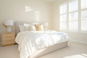 Contemporary Country Bedroom with White and Cream Pillows