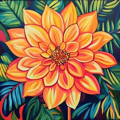 Obraz premium Dahlia in Belize garden blooms.