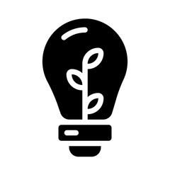 Light Bulb Leaves Solid Icon