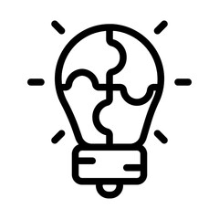 Light Bulb with Puzzle Line Icon