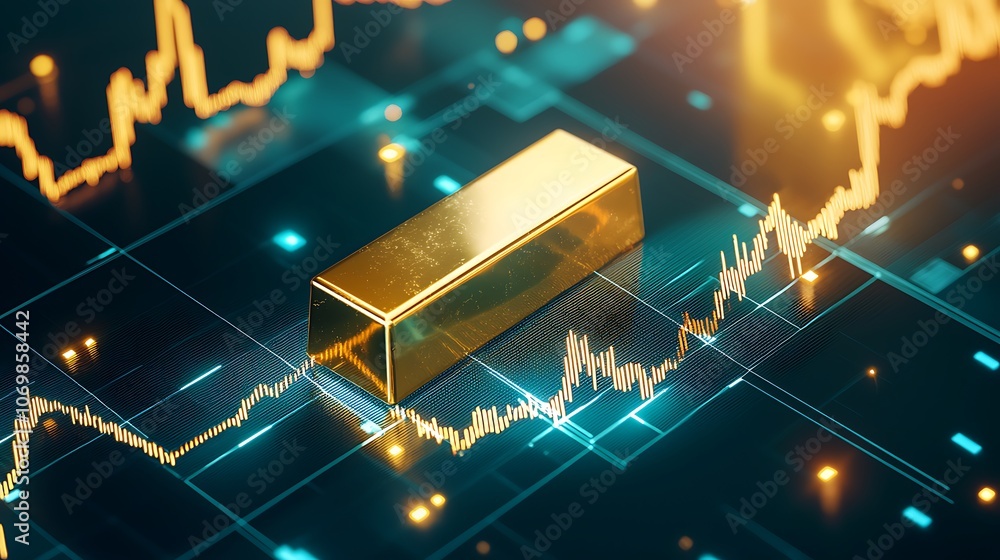 Poster a gold bar is on a graph with a lot of numbers